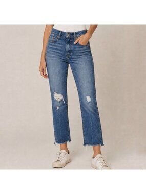 Mother The Insider Crop Step Chew Blue Jeans Dancing On Coals Distressed Size 25